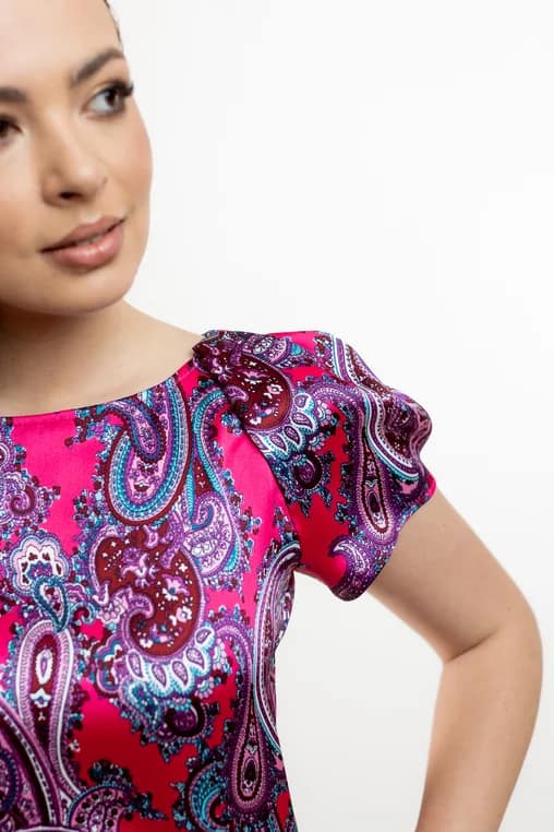 Bluza Caramel cu imprimeu paisley fucsia - imagine 6
