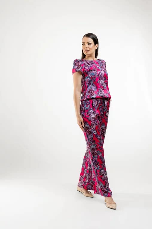 Bluza Caramel cu imprimeu paisley fucsia - imagine 3