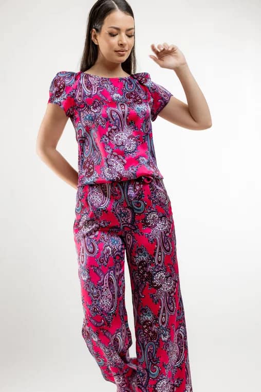 Bluza Caramel cu imprimeu paisley fucsia - imagine 4