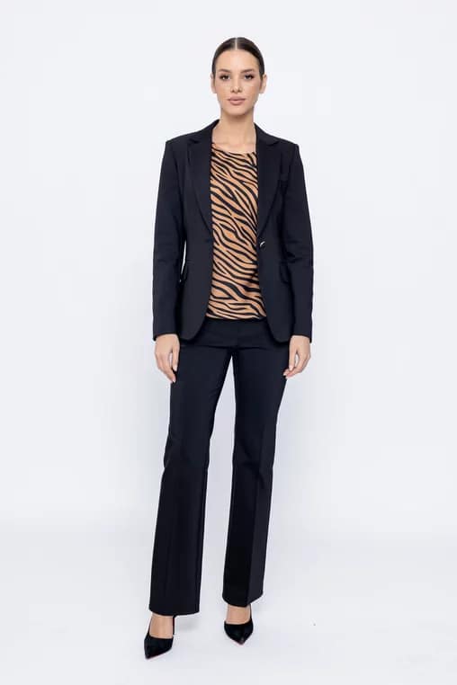 Pantaloni Caramel evazați bumbac negru P2503 - imagine 4
