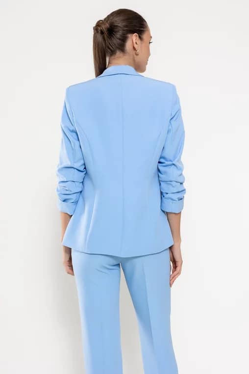 Sacou Caramel casual cu manșetă bleu S1511 - imagine 5