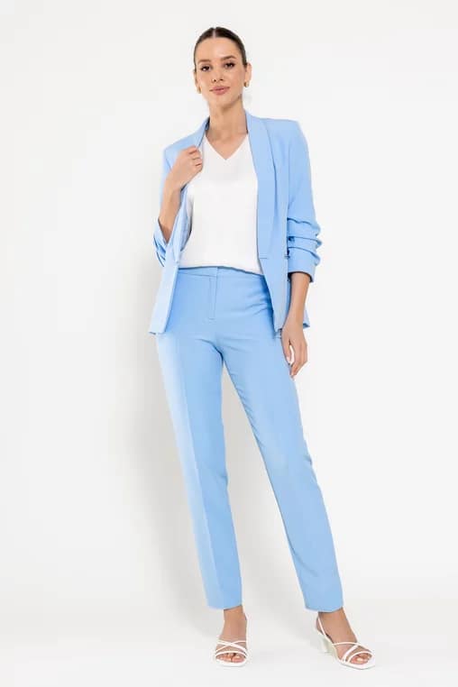 Sacou Caramel casual cu manșetă bleu S1511 - imagine 4