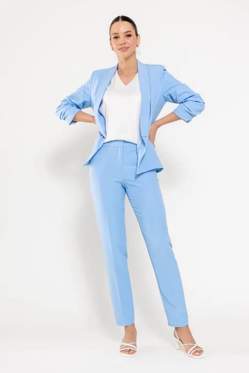 Sacou Caramel casual cu manșetă bleu S1511 - imagine 3