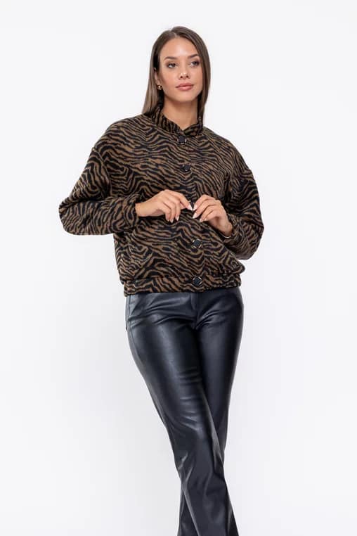 Jachetă Caramel intermediară imprimeu zebră S6501 - imagine 3