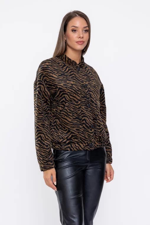 Jachetă Caramel intermediară imprimeu zebră S6501 - imagine 4