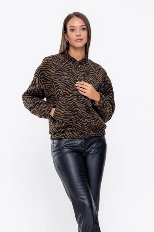 Jachetă Caramel intermediară imprimeu zebră S6501 - imagine 5