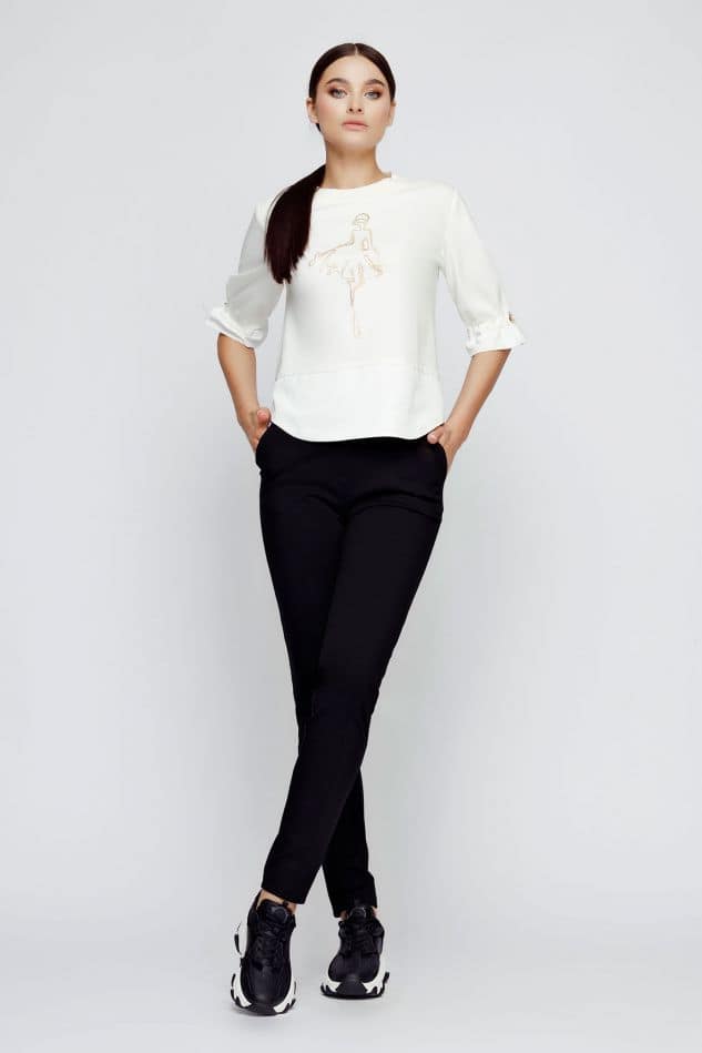 Pantaloni dama negri cu cordon