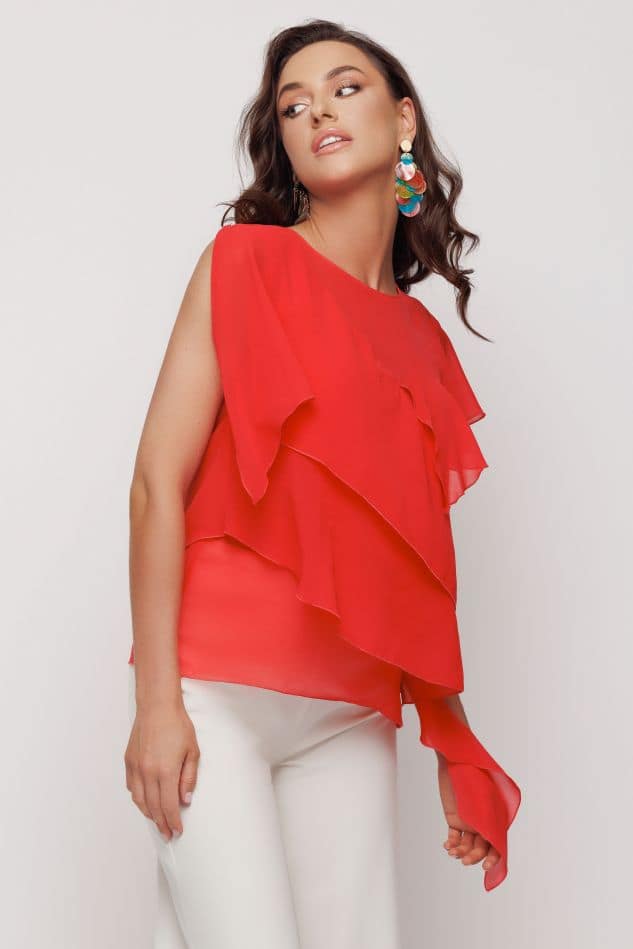 Bluza dama eleganta asimetrica cu volane - imagine 2