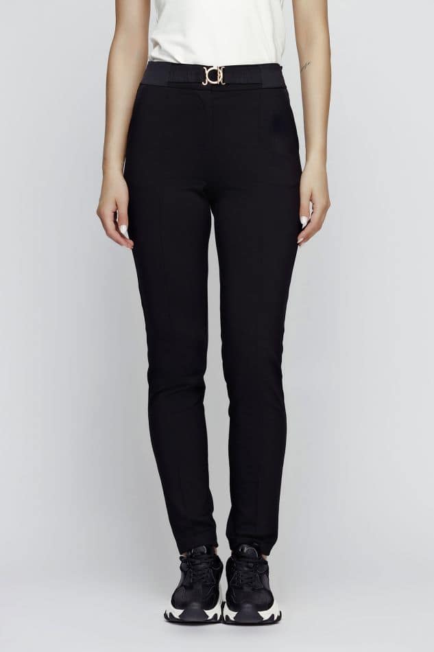 Pantaloni dama negri cu cordon - imagine 2