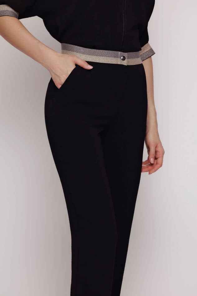 Pantaloni dama cu betelia in contrast - imagine 4