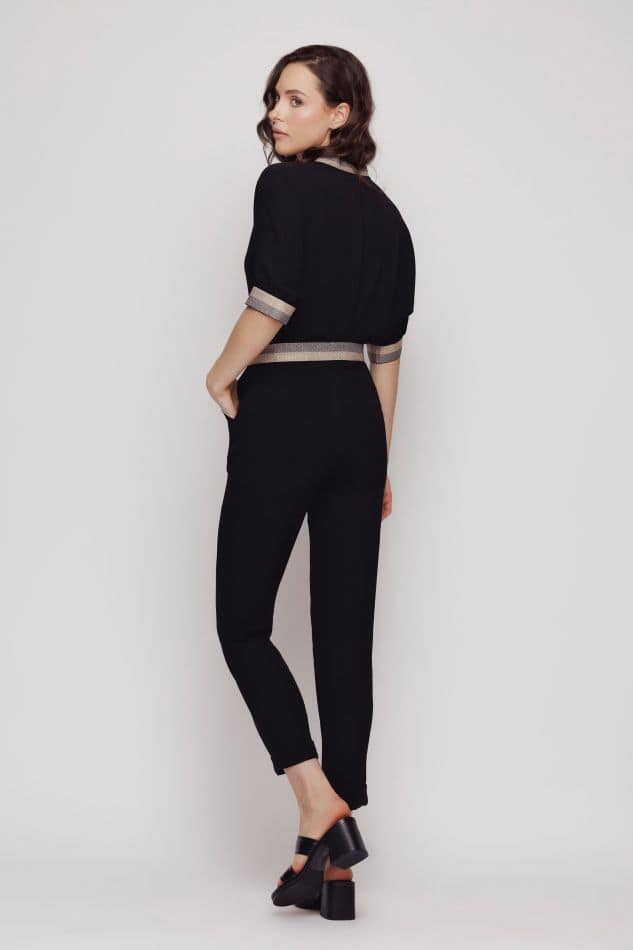 Pantaloni dama cu betelia in contrast - imagine 2
