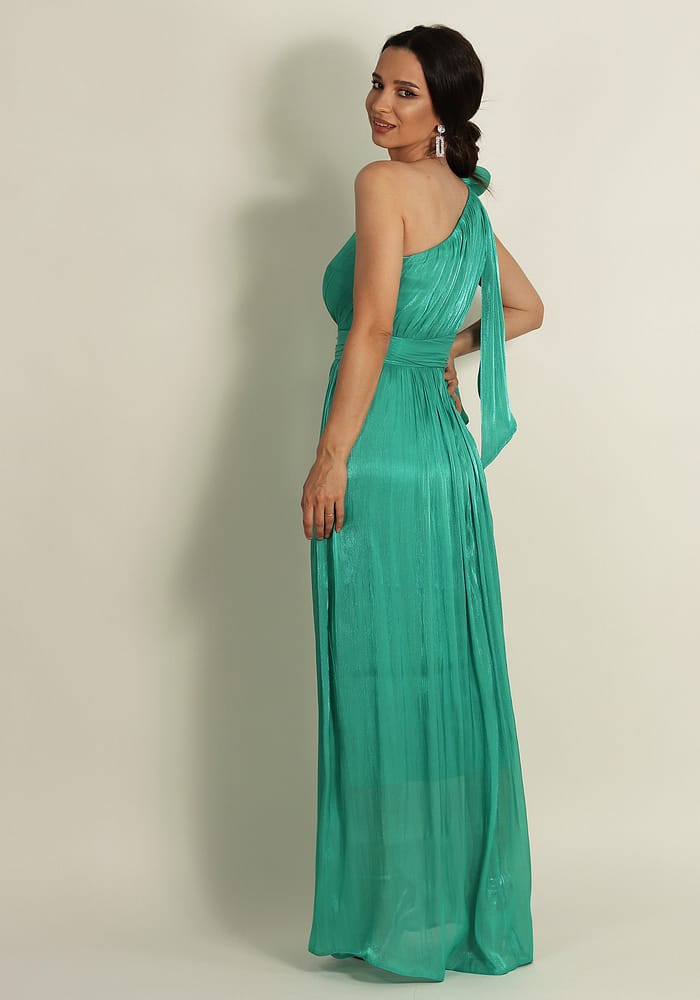 Rochie pe un umăr, Verde - imagine 2