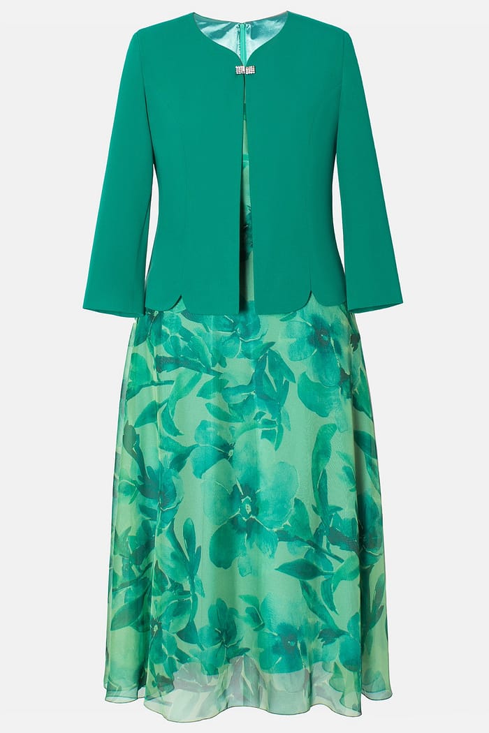 Costum elegant cu rochie verde