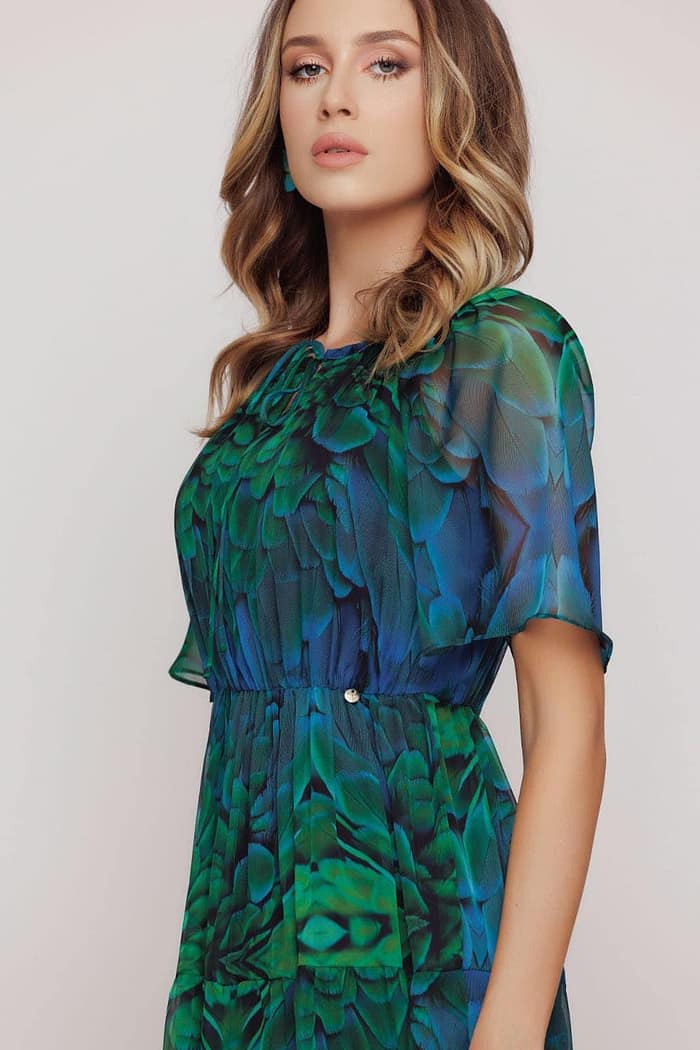 Rochie elegantă cu imprimeu - Mizar - imagine 3