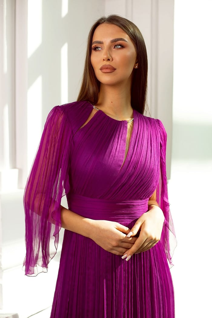 Rochie midi din mătase naturală - GINETTE - imagine 2