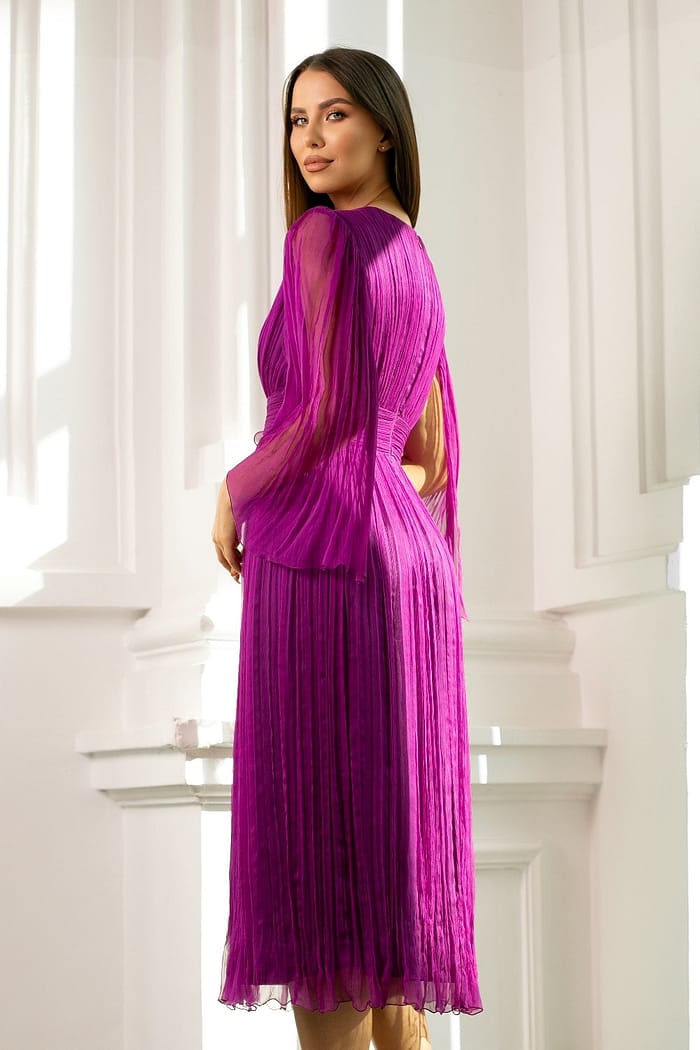 Rochie midi din mătase naturală - GINETTE - imagine 3
