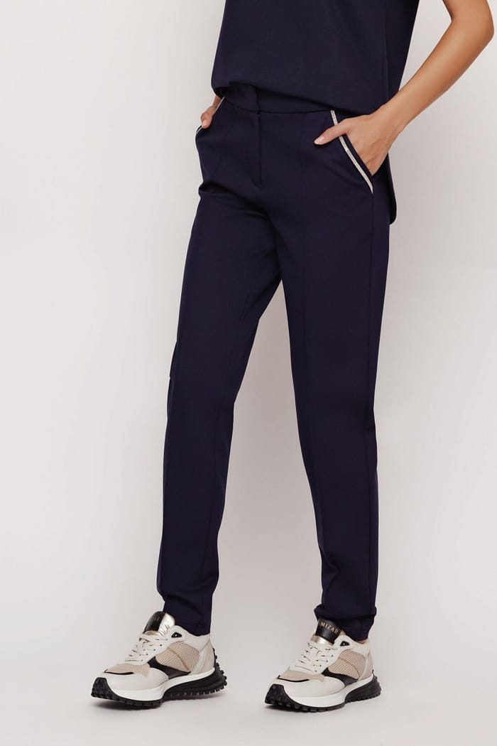 Pantaloni dama conici bleumarin - imagine 2
