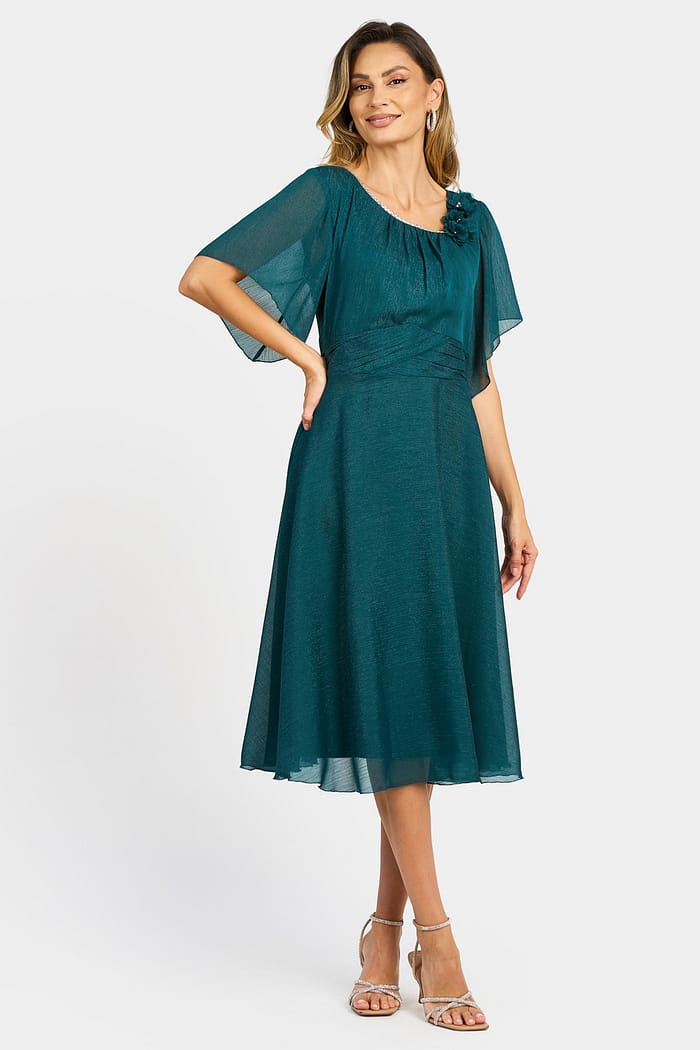 Rochie eleganta cu lurex verde R 992