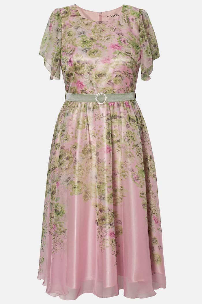 Rochie eleganta din voal vaporos R 068 verde pastel - imagine 3