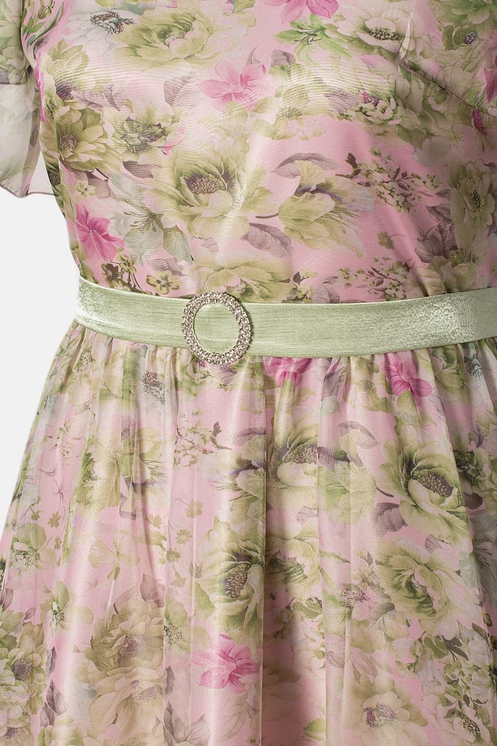 Rochie eleganta din voal vaporos R 068 verde pastel - imagine 5