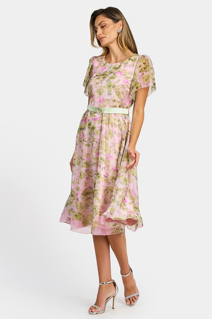 Rochie eleganta din voal vaporos R 068 verde pastel - imagine 2