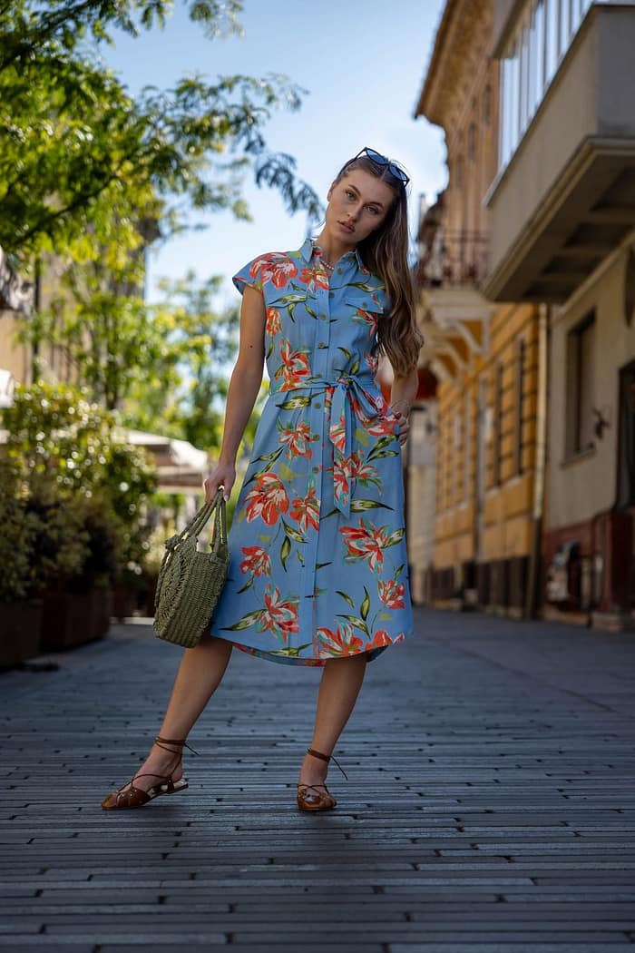 Rochie midi cu imprimeu floral tropical GART - imagine 2