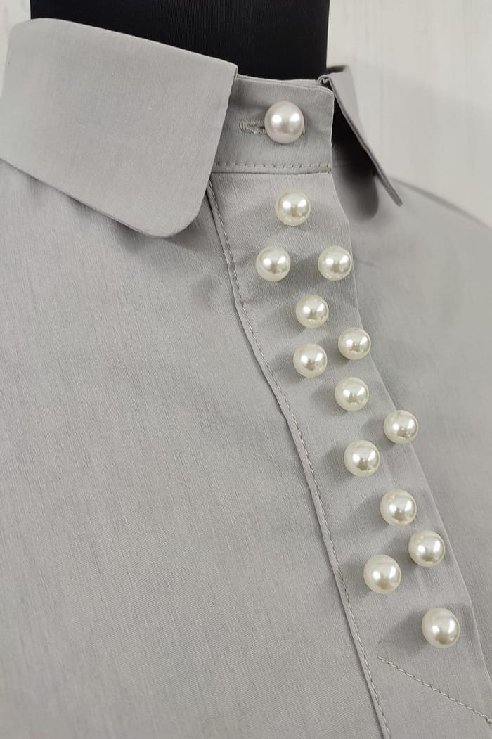 Cămașă office accesorizată cu perle - Aquared - imagine 2