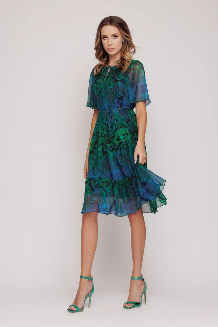 Rochie elegantă cu imprimeu - Mizar - imagine 2