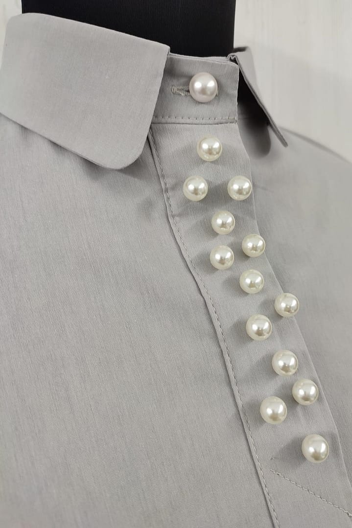 Cămașă office accesorizată cu perle - Aquared - imagine 2