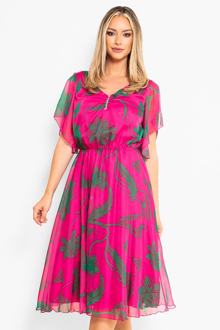 Rochie eleganta din voal ciclam - imagine 2