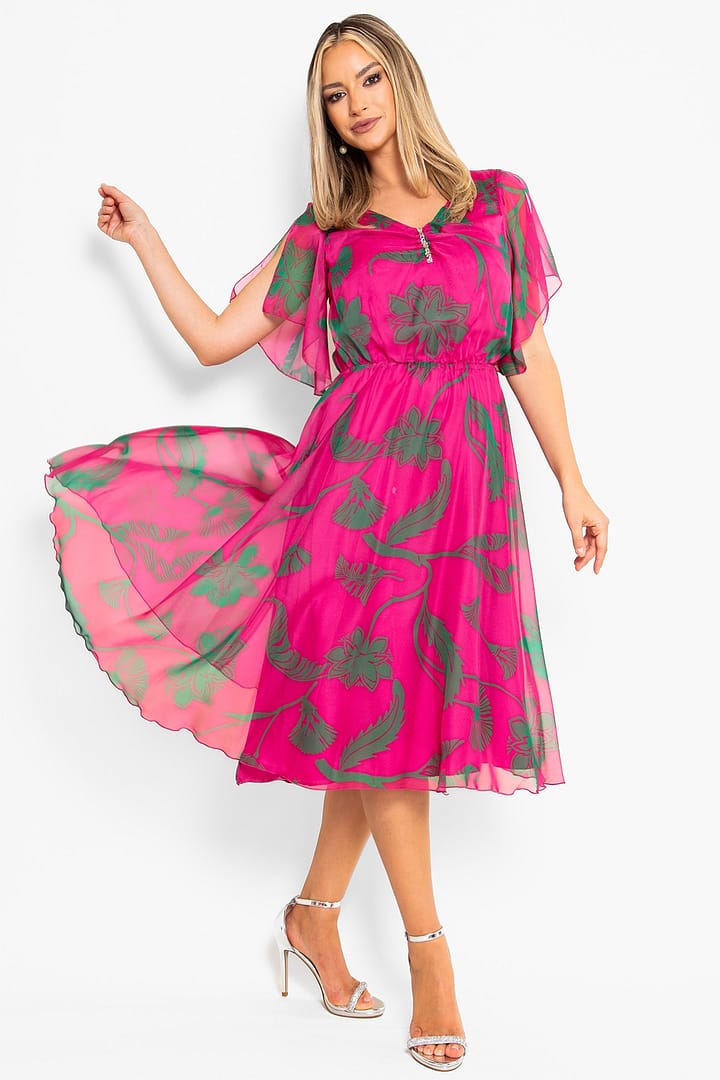 Rochie eleganta din voal ciclam - imagine 3
