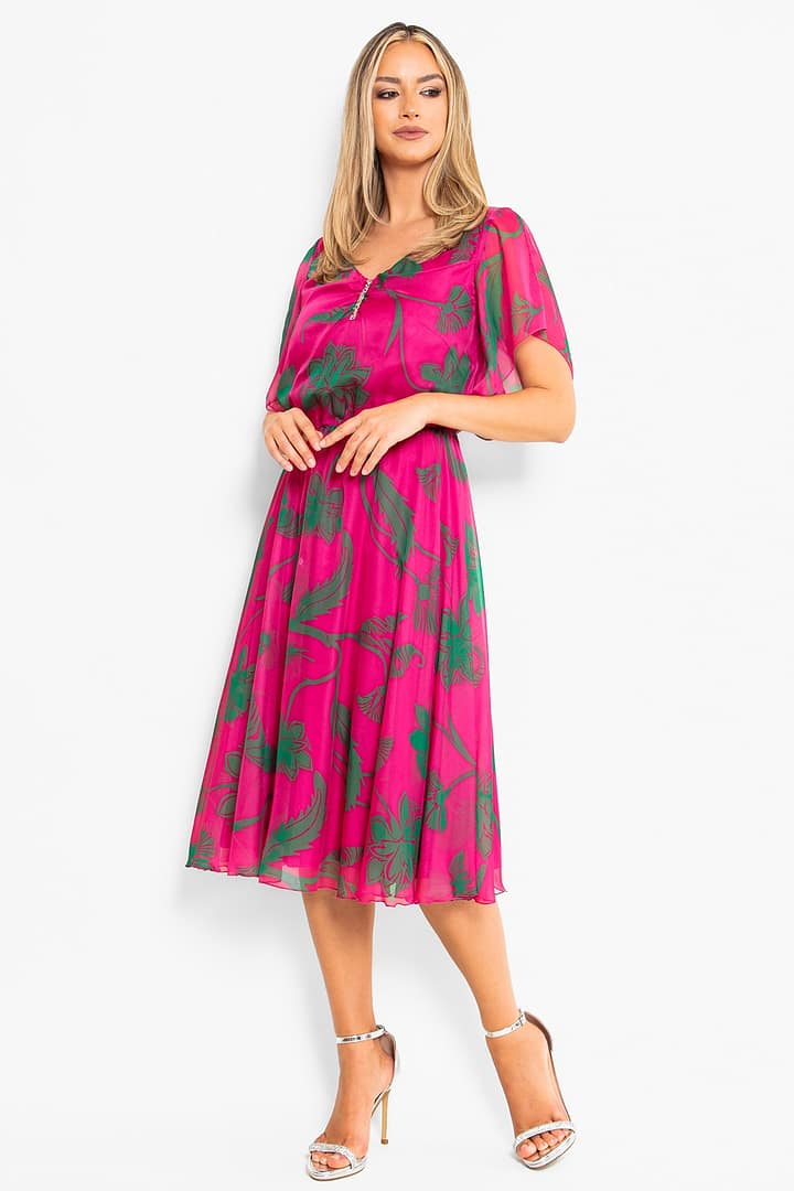 Rochie eleganta din voal ciclam - imagine 4