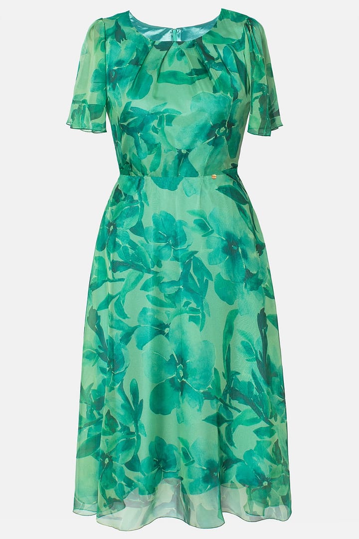 Costum elegant cu rochie verde - imagine 4