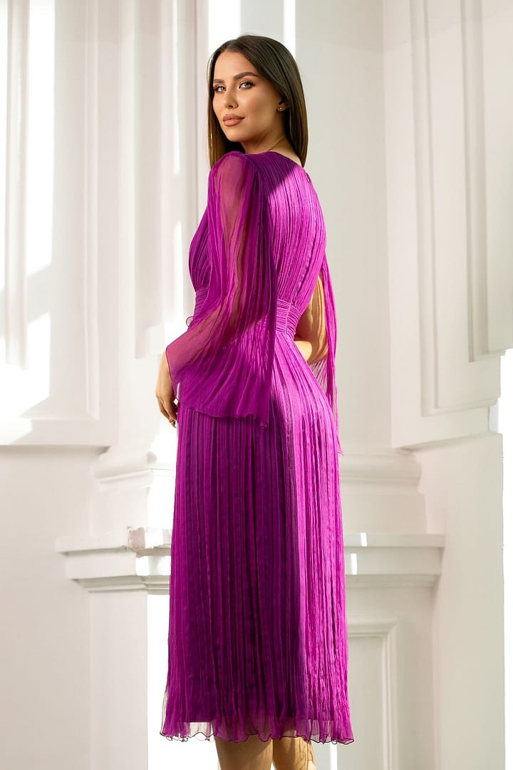 Rochie midi din mătase naturală - GINETTE - imagine 3