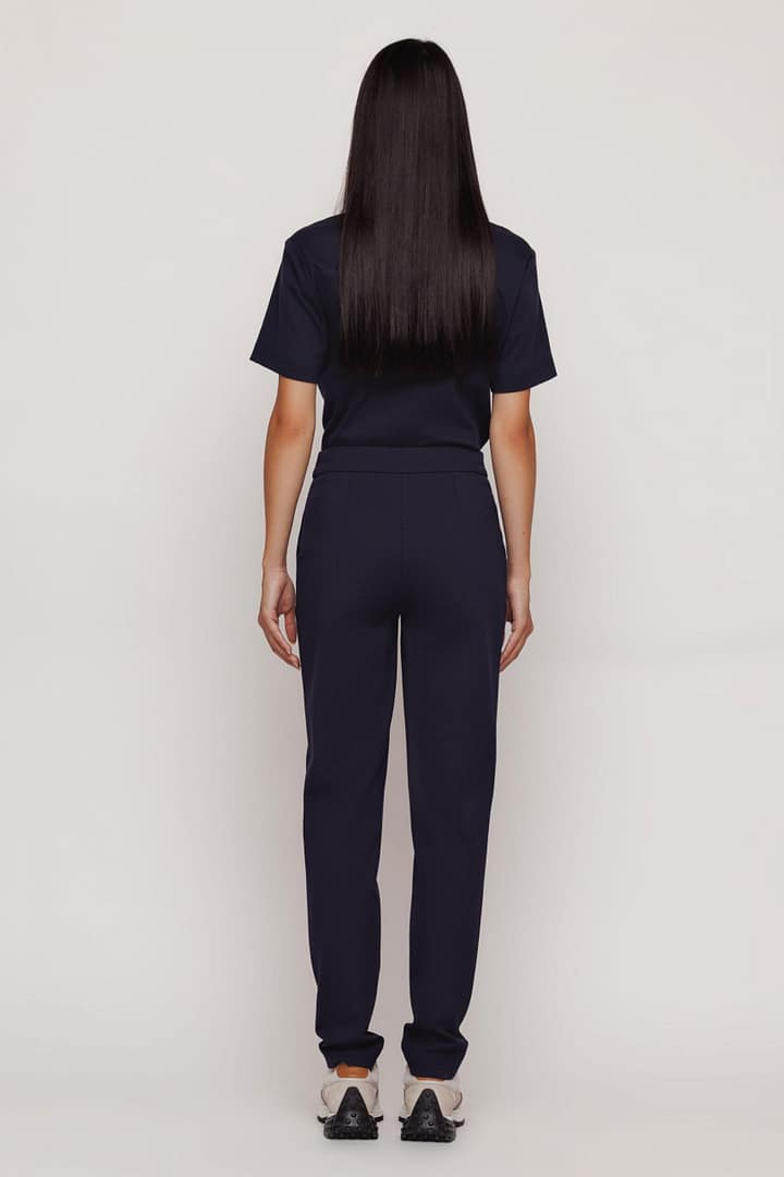 Pantaloni dama conici bleumarin - imagine 5