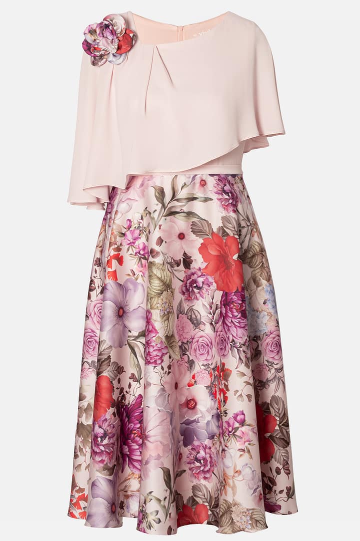 Rochie eleganta cu print floral R 212 roz - imagine 2
