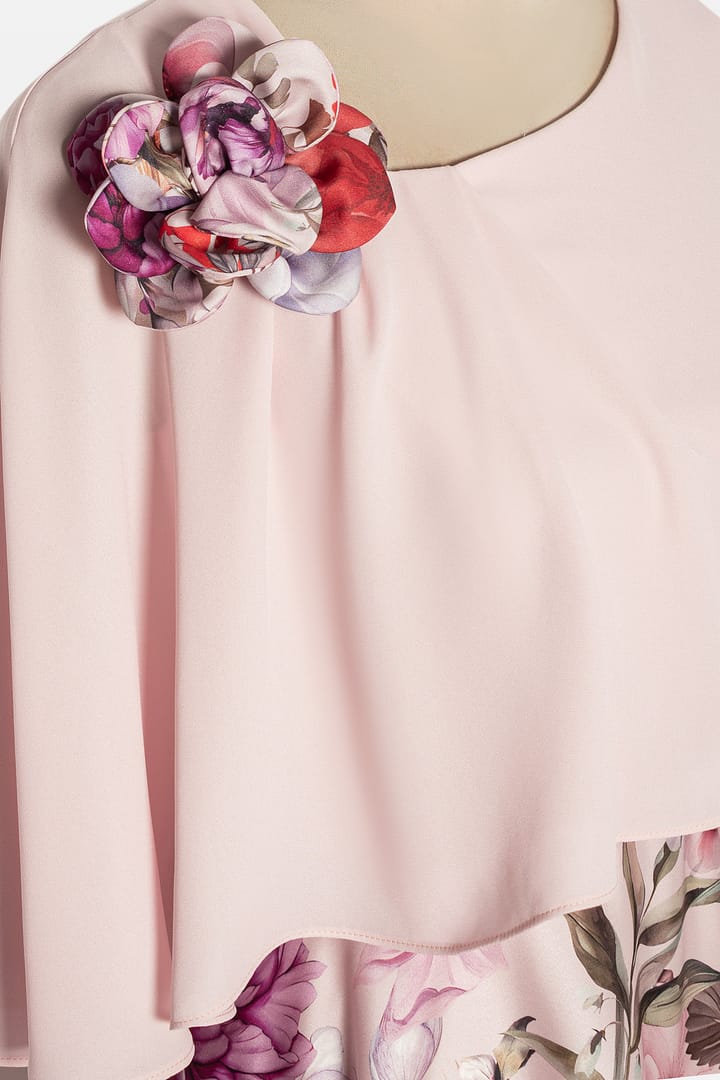 Rochie eleganta cu print floral R 212 roz - imagine 3
