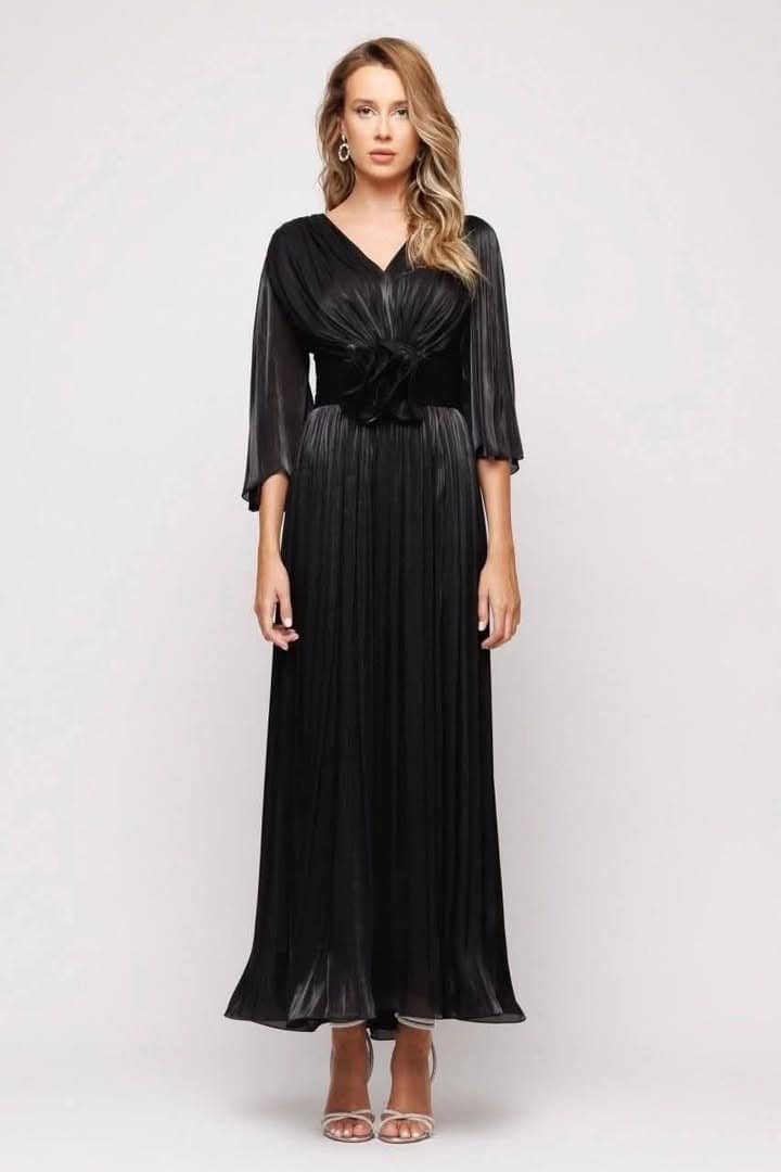 Rochie lungă elegantă voal sidefat Mizar - imagine 2