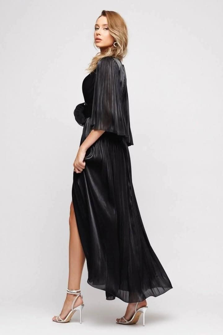 Rochie lungă elegantă voal sidefat Mizar - imagine 3