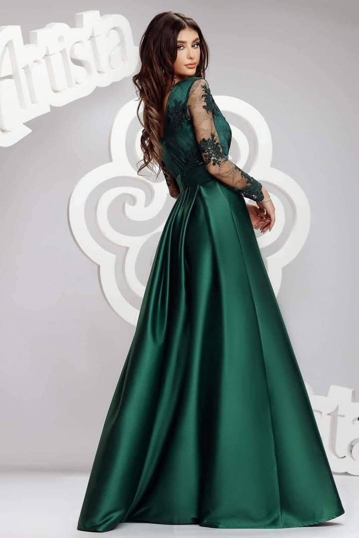 Rochie lungă verde - imagine 2